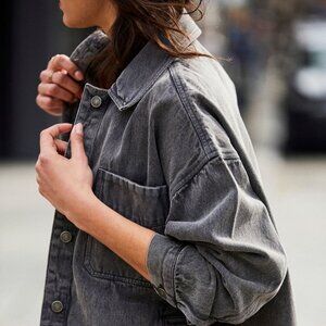 Free People We The Free Madison City Denim Jacket in Washed Black